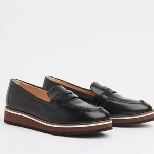 L.K. Bennett Shana Leather Flatform Loafers In Black Size 38
